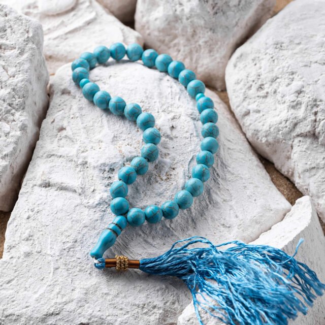 Blue Feroza Stone Tasbih - 33 Beads