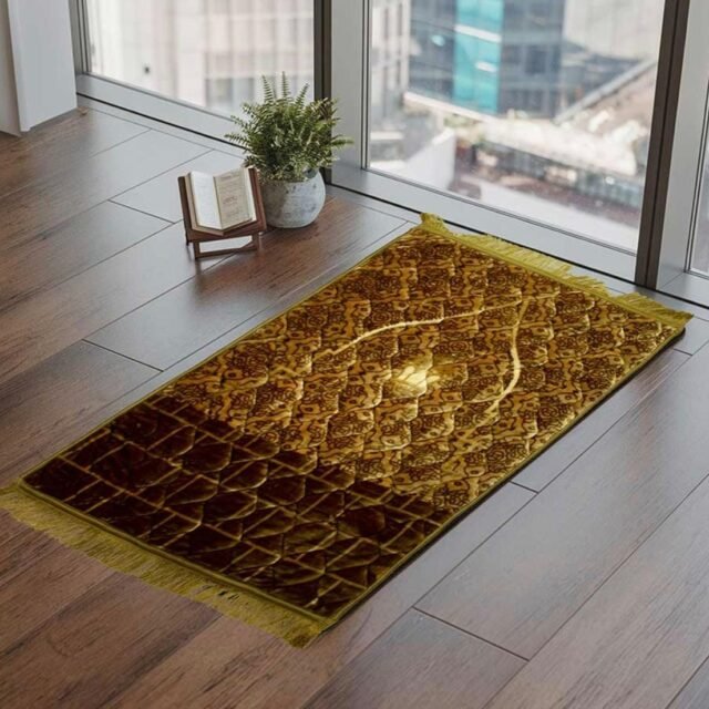 Quilted Velvet Janamaz - Golden Brown