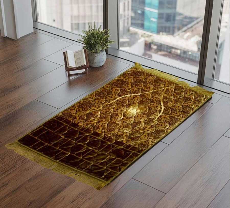 Quilted Velvet Janamaz - Golden Brown