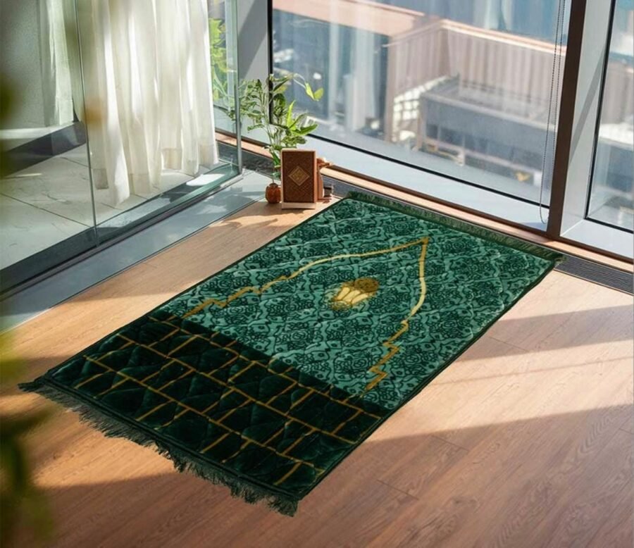 Quilted Velvet Janamaz - Emerald Green